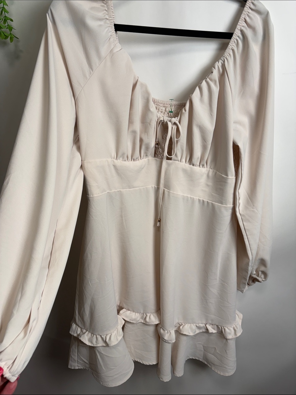 Source Unknown Cream Peasant Midi Dress